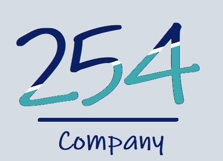 A blue and white logo